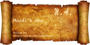 Mazák Aba névjegykártya
